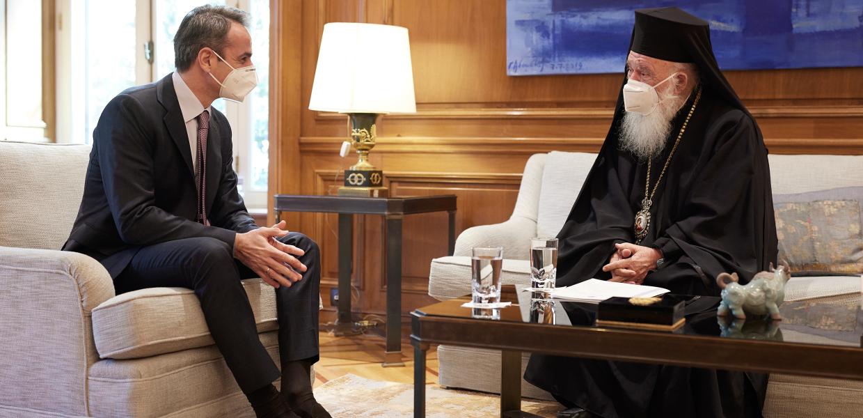 Κυριάκος Μητσοτάκης και Ιερώνυμος στο Μέγαρο Μαξίμου