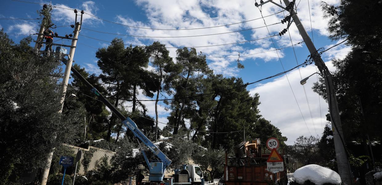 Χιόνι ρεύμα ΔΕΗ