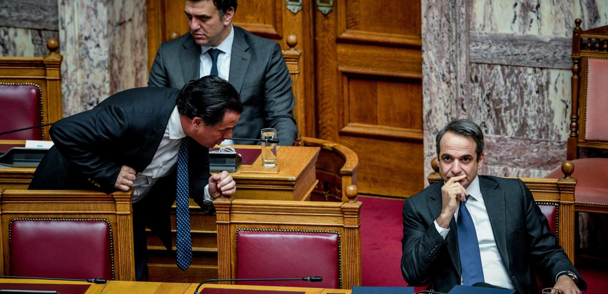 Βασίλης Κικίλιας, Κυριάκος Μητσοτάκης και Άδωνις Γεωργιάδης