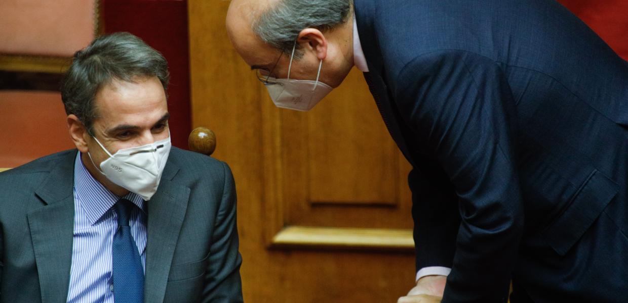 Κυριάκος Μητσοτάκης και Κωστής Χατζηδάκης στη Βουλή