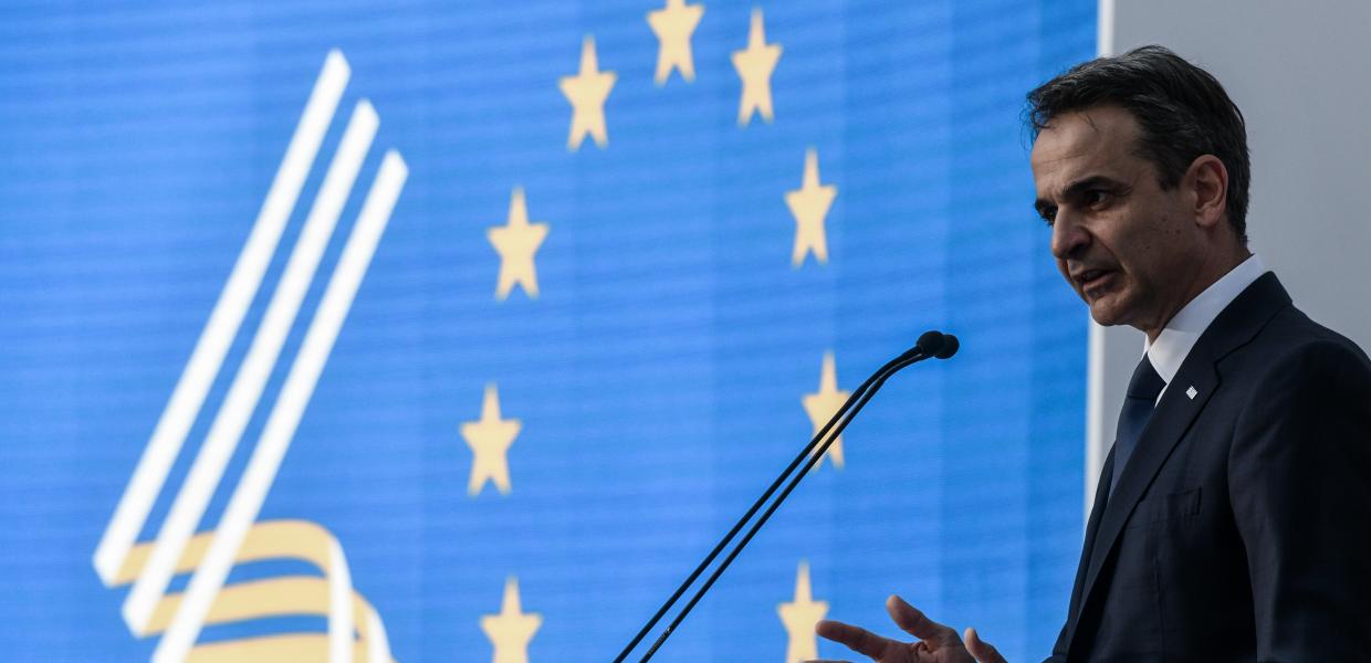 Ο Κυριάκος Μητσοτάκης μιλάει στην εκδήλωση στο Ζάππειο