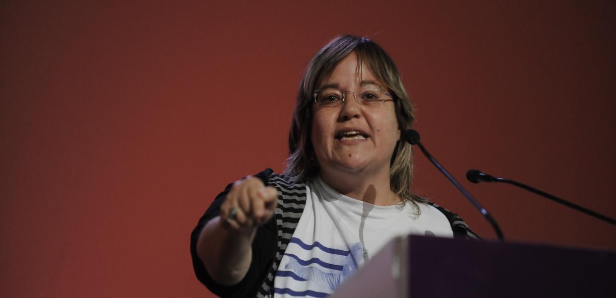 Η Βασιλική Κατριβάνου στο συνέδριο του ΣΥΡΙΖΑ το 2016.
