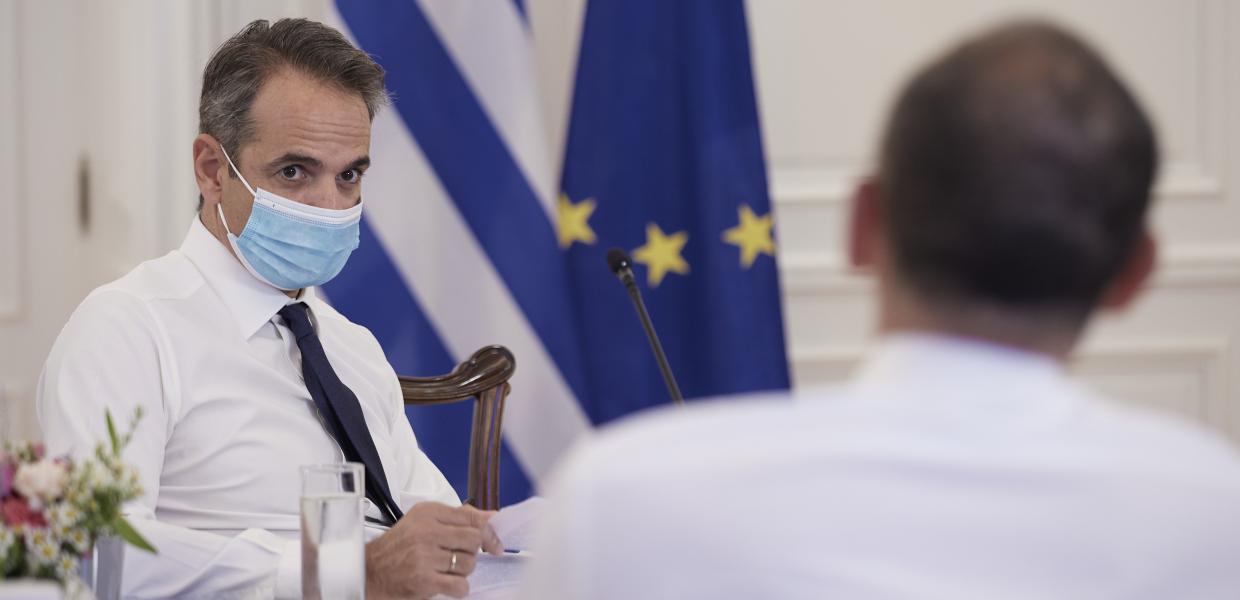 Ο Κυριάκος Μητσοτάκης στο Μέγαρο Μαξίμου
