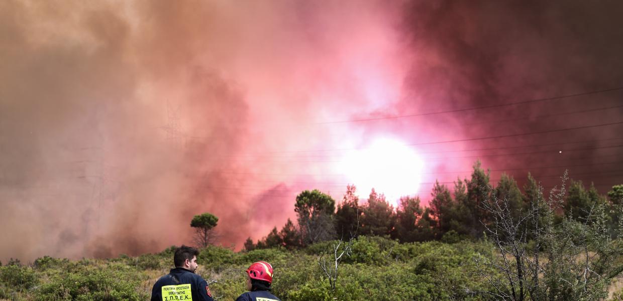 Πυροσβέστες στην πυρκαγιά στο Κρυονέρι