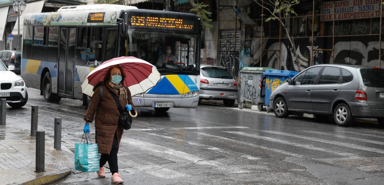 Αθήνα κορωνοϊός βροχή 