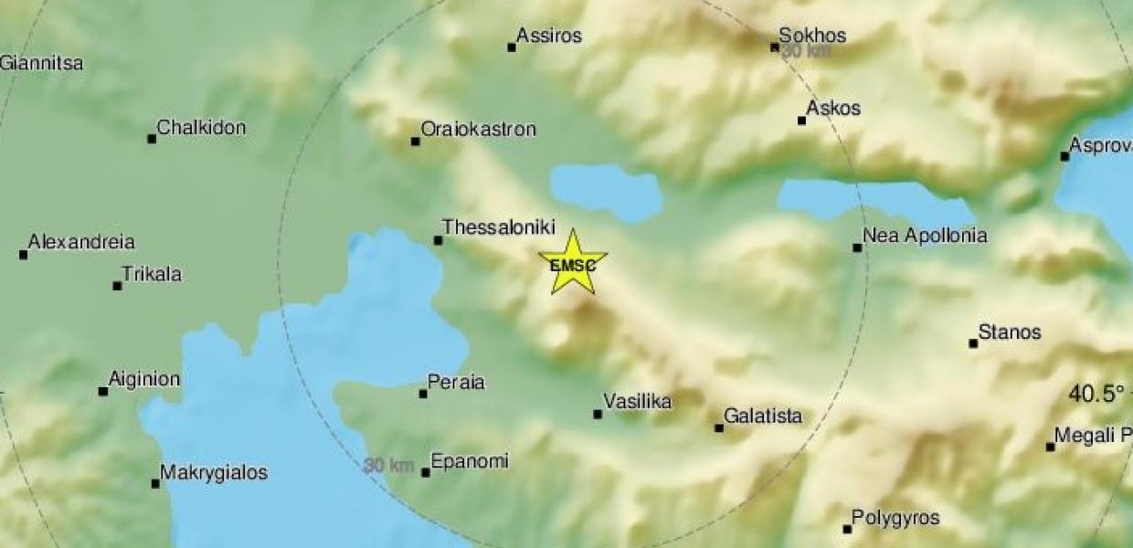 Χάρτης με σεισμό στη Θεσσαλονίκη