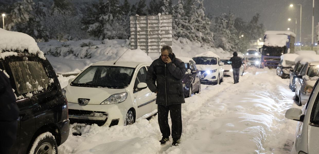 Χιόνια στην Αττική Οδό