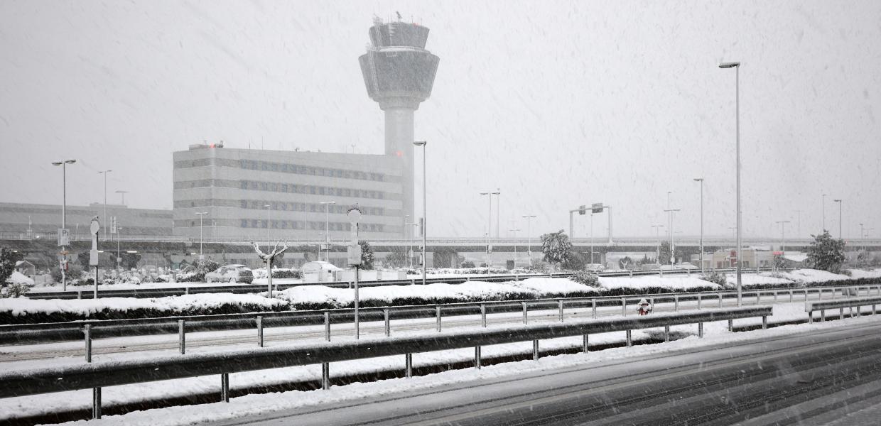 αεροδρόμιο Βενιζέλος χιόνια χιόνι