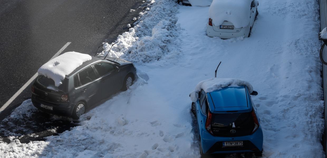 χιόνια αττική οδός αυτοκίνητα
