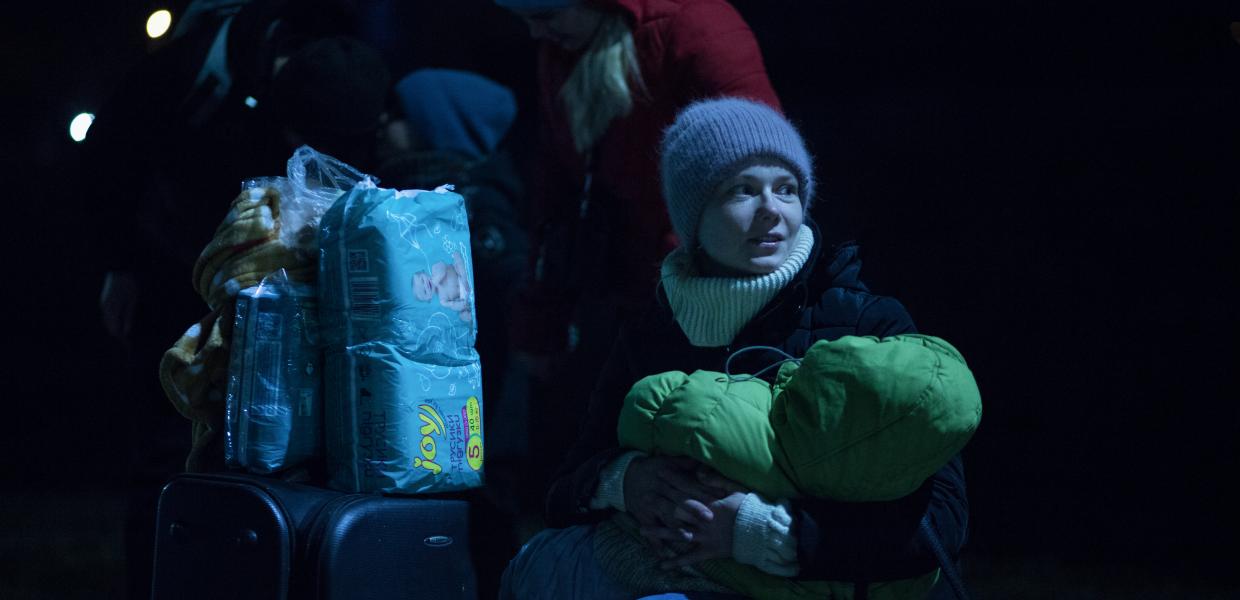 Πρόσφυγες στα σύνορα Ουκρανίας – Πολωνίας στην πόλη Μεντίκα, 9 Μαρτίου 2022.