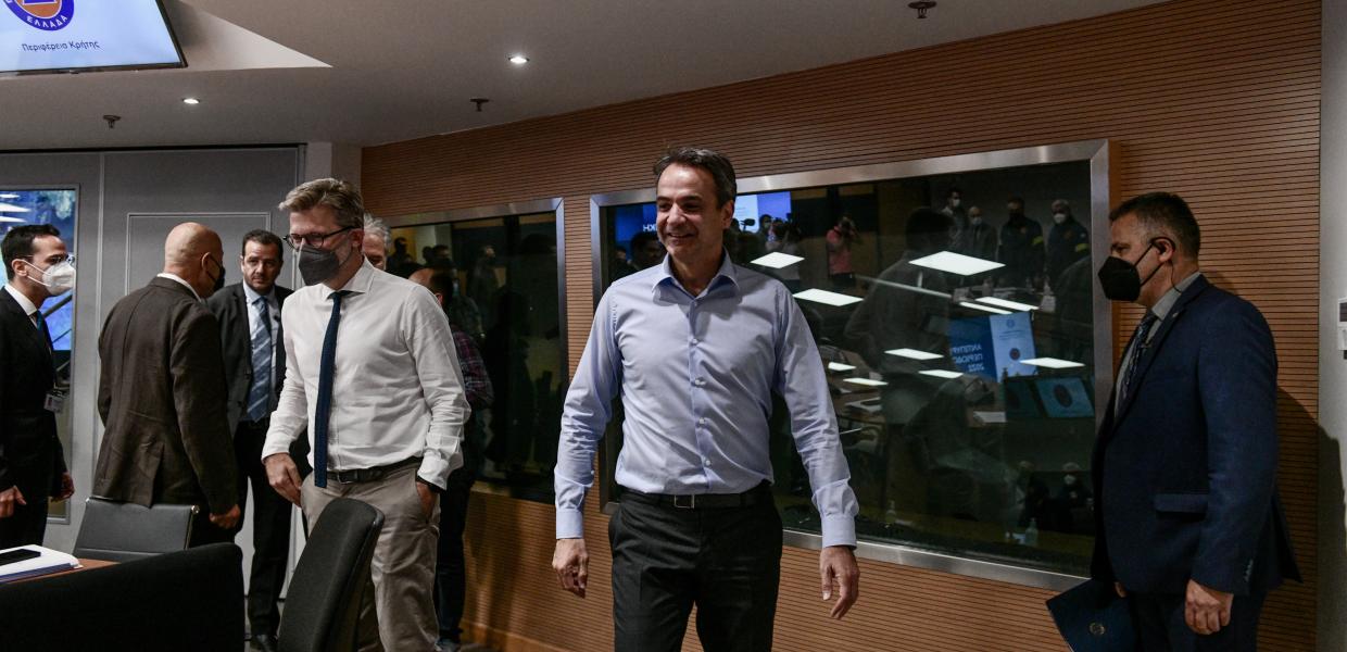 Ο Κυριάκος Μητσοτάκης στο υπουργείο Κλιματικής Κρίσης