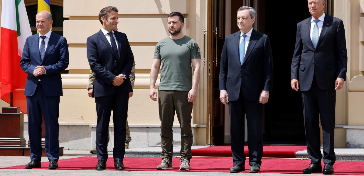 Ουκρανία Ζελένσκι Σολτς Μακρόν Ντράγκι
