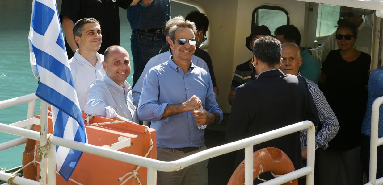Ο Κυριάκος Μητσοτάκης στον Ισθμό Κορίνθου
