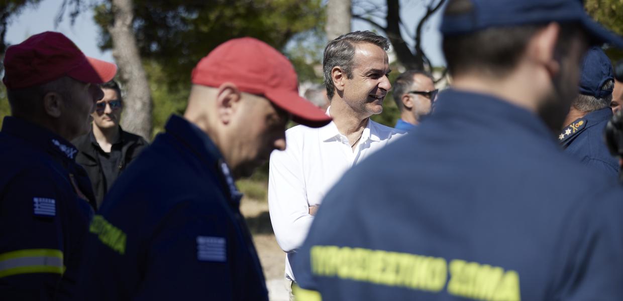 Ο Κυριάκος Μητσοτάκης στην Πεντέλη