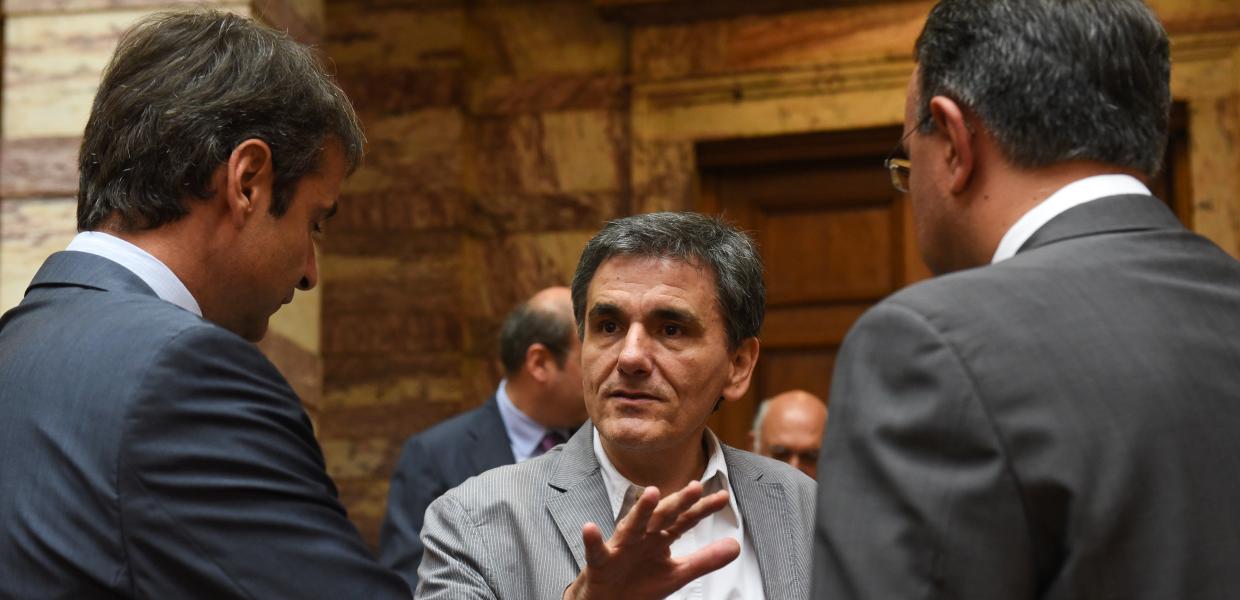 Κυριάκος Μητσοτάκης, Ευκλείδης Τσακαλώτος και Χρήστος Σταϊκούρας