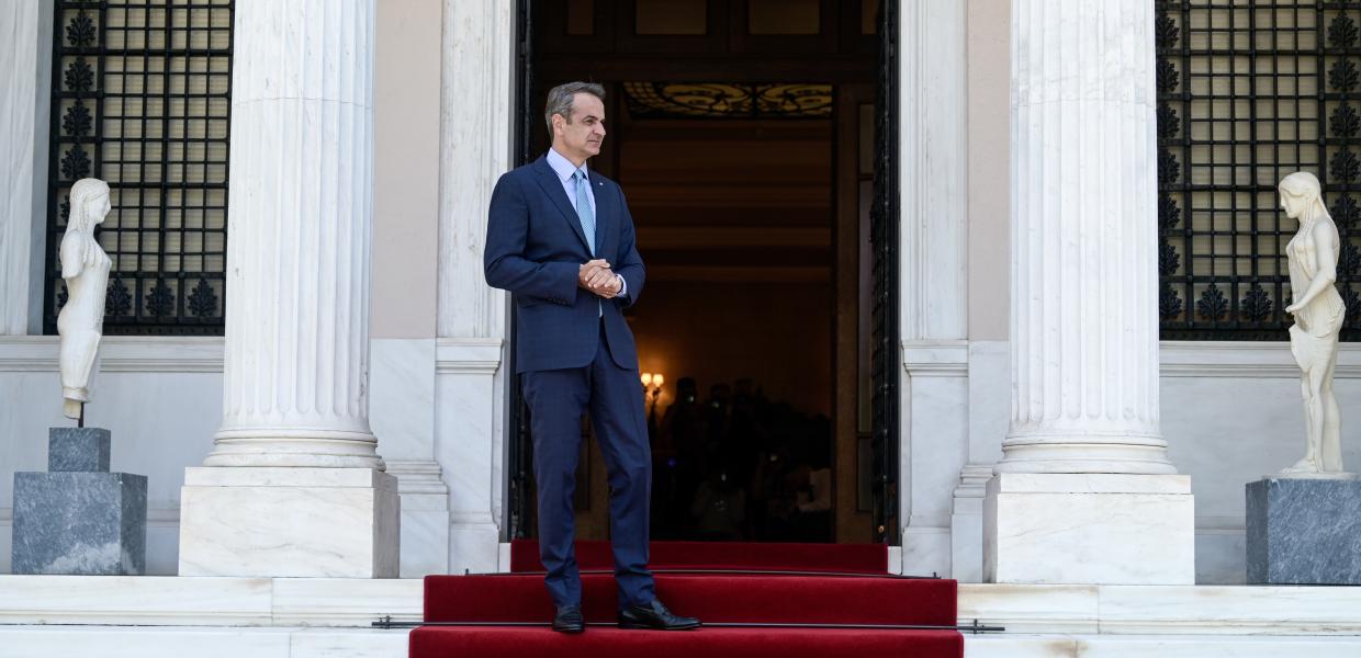 Ο Κυριάκος Μητσοτάκης στο Μαξίμου