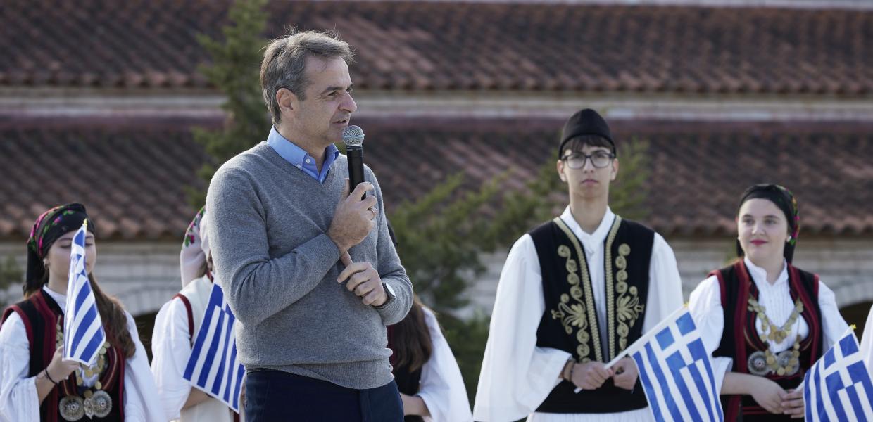 Ο Κυριάκος Μητσοτάκης στη Λιβαδειά της Αλβανίας