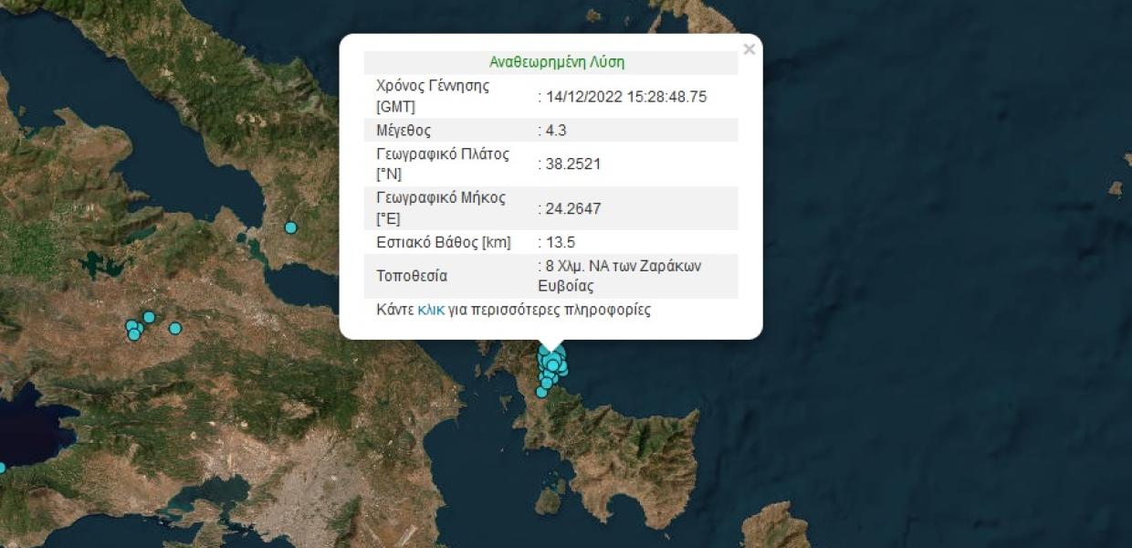 Χάρτης με σεισμό