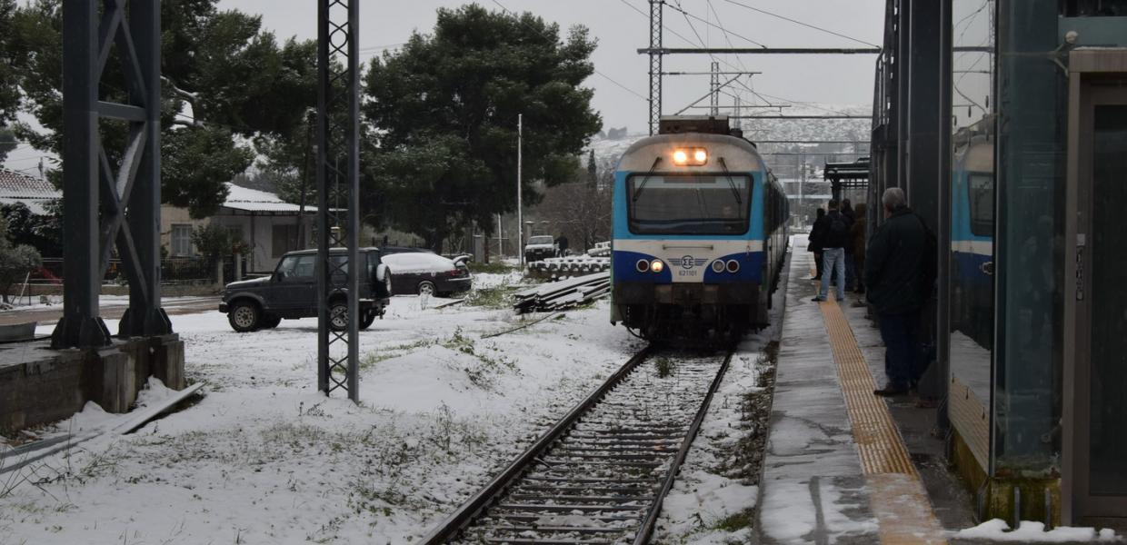 Τρένο χιόνι στον σιδηρόδρομο
