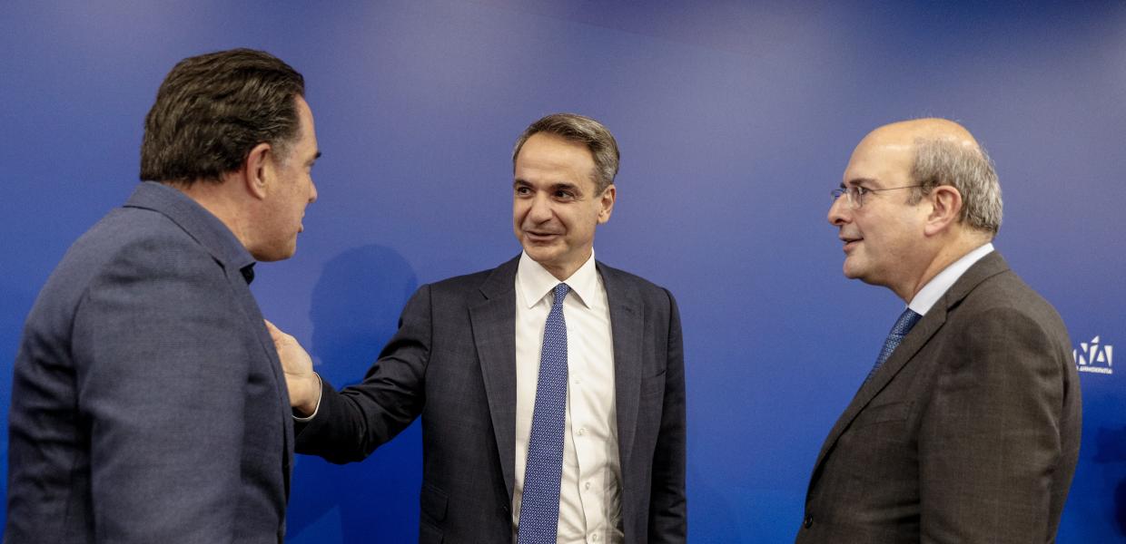 Άδωνις Γεωργιάδης, Κυριάκος Μητσοτάκης και Κωστής Χατζηδάκης