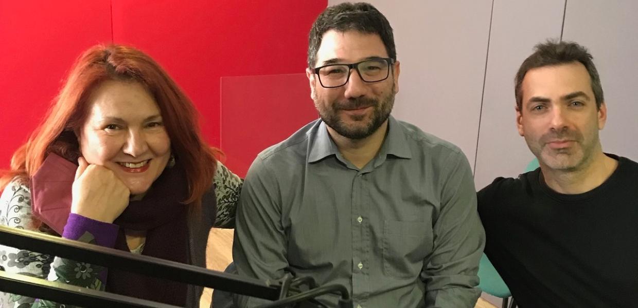 Ο Νάσος Ηλιόπουλος με την Ευγενία Λουπάκη και τον Χρυσόστομο Λουκά
