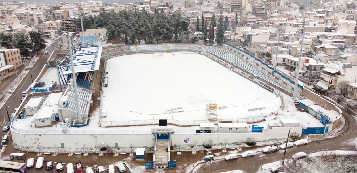 ΠΑΟΚ χιονισμένο γήπεδο