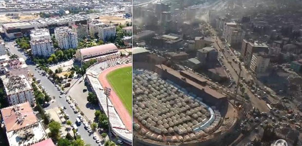 Η πόλη Καχραμανμαράς της Τουρκίας πριν και μετά τον καταστροφικό σεισμό 