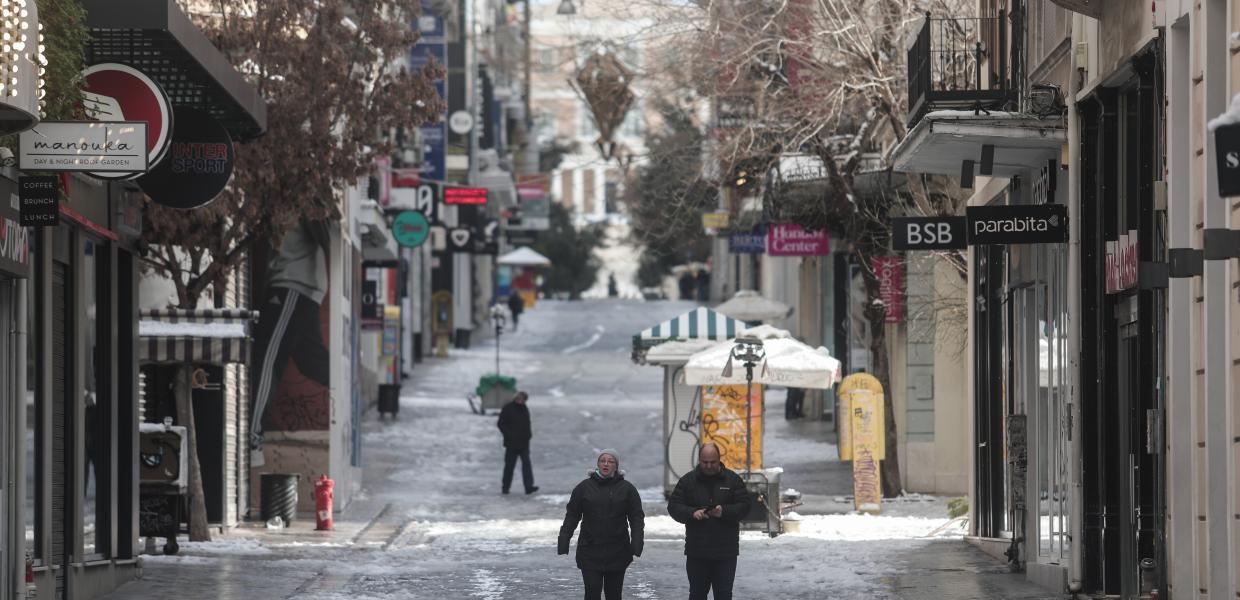 Χιόνια στο κέντρο της Αθήνας
