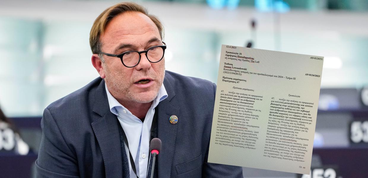Ο Πέτρος Κόκκαλης στο ευρωκοινοβούλιο την ώρα που μιλάει