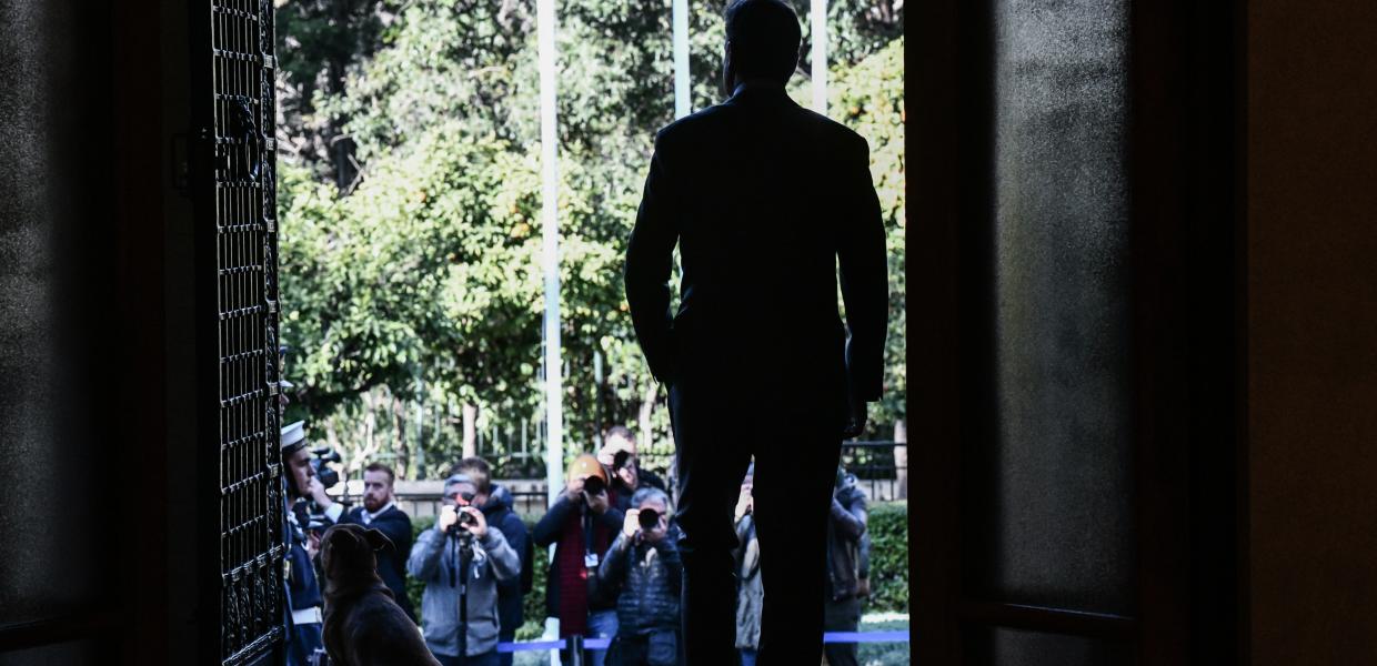 Ο Κυριάκος Μητσοτάκης στο Μαξίμου