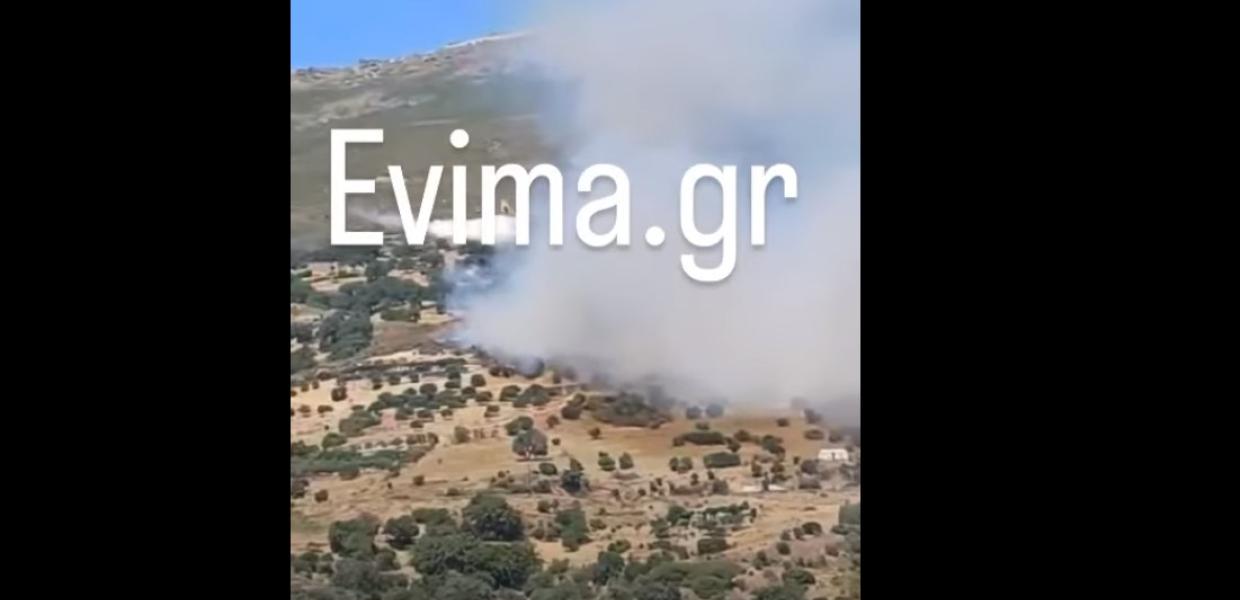 καπνός και ελικόπτερο που επιχειρεί στο πύρινο μέτωπο