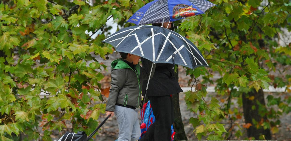μαθητές μαθητής βροχή ομπρέλα
