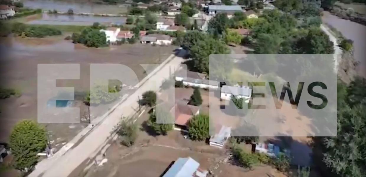 Εικόνα από drone από τα πλημμυρισμένα Τρίκαλα
