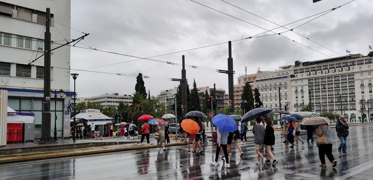 βροχή αθηνα κέντρο