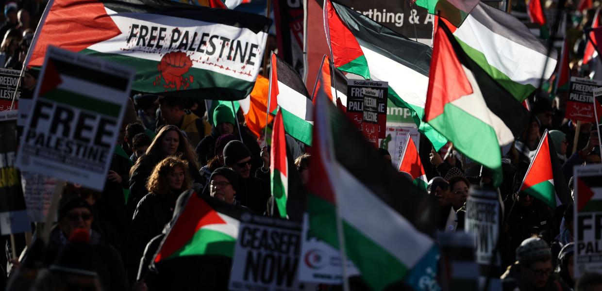Διαμαρτυρία - Γάζα - Παλαιστίνη σημαία
