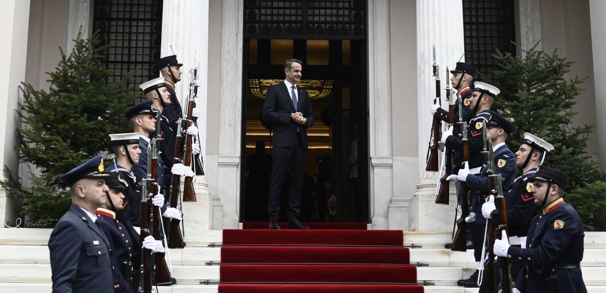 Ο Κυριάκος Μητσοτάκης στο Μέγαρο Μαξίμου