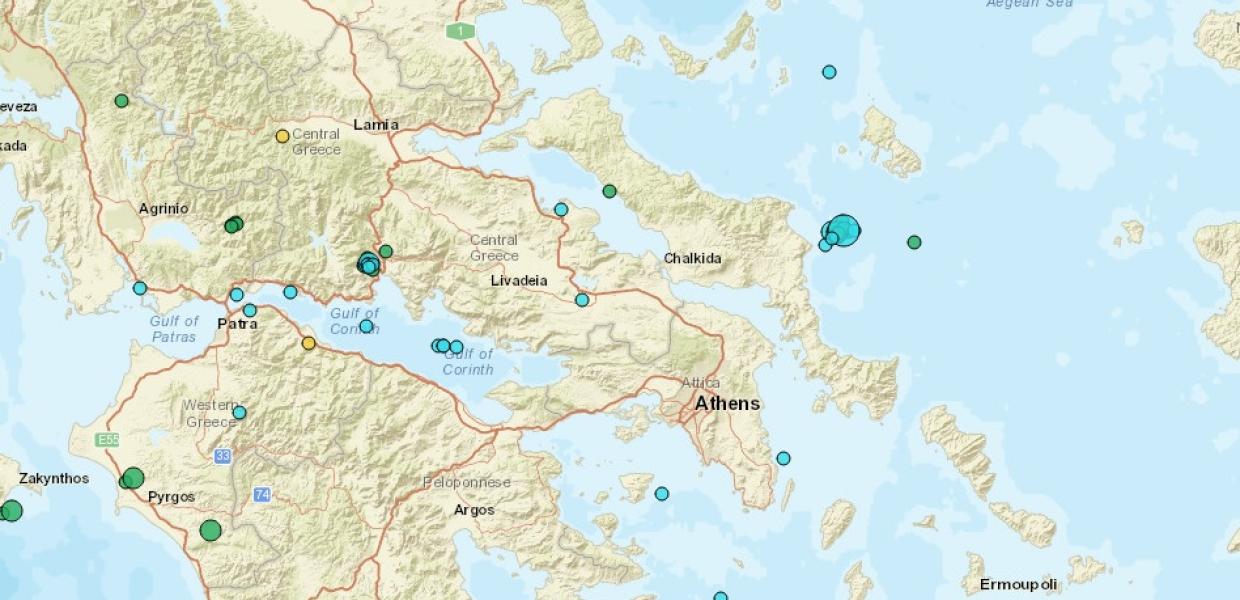 Χάρτης με σεισμούς