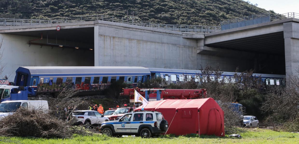 Το τρένο στα Τέμπη μετά την σύγκρουση 