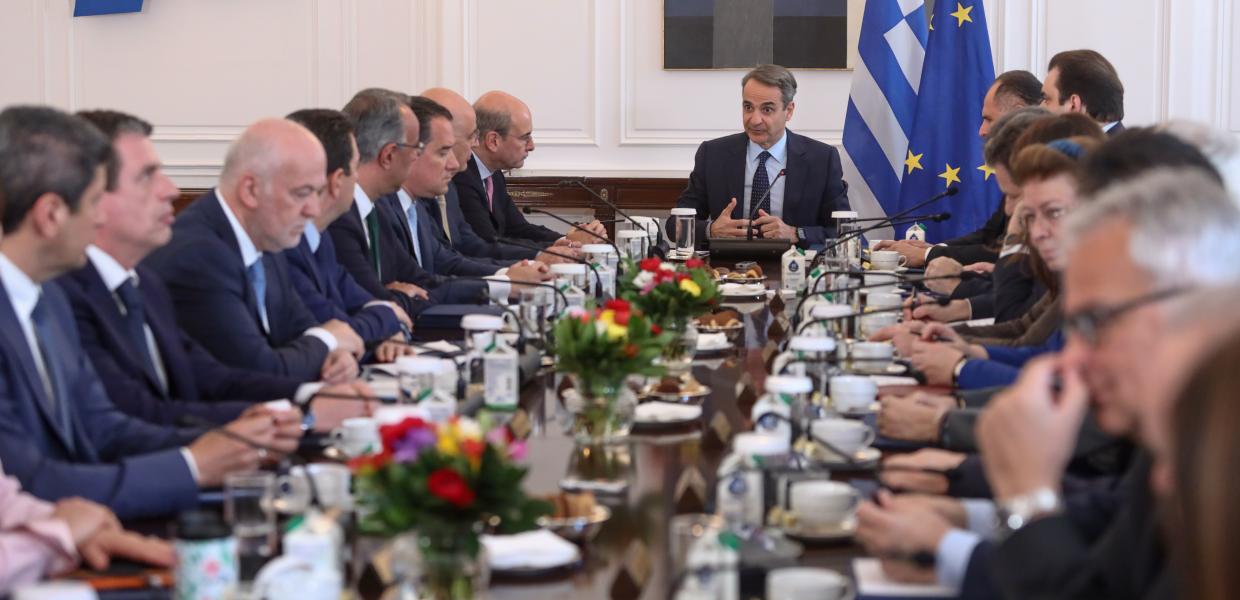 Ο Κυριάκος Μητσοτάκης στο υπουργικό συμβούλιο