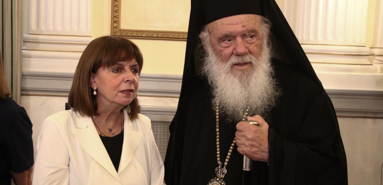 Η Κατερίνα Σακελλαροπούλου και ο αρχιεπίσκοπος Ιερώνυμος 