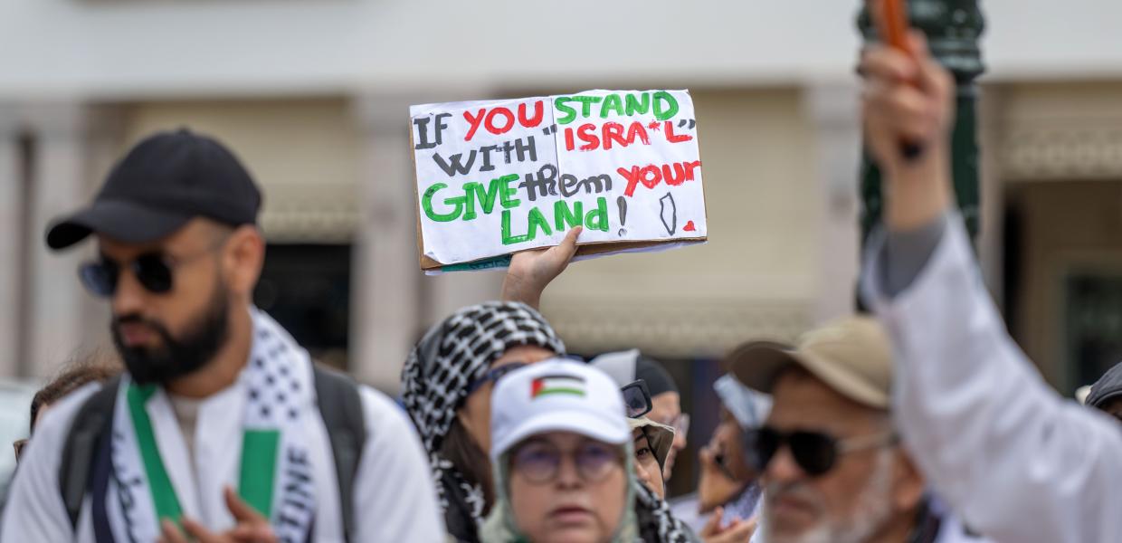Moroccan doctors in Rabat protest in support of the Palestinian people