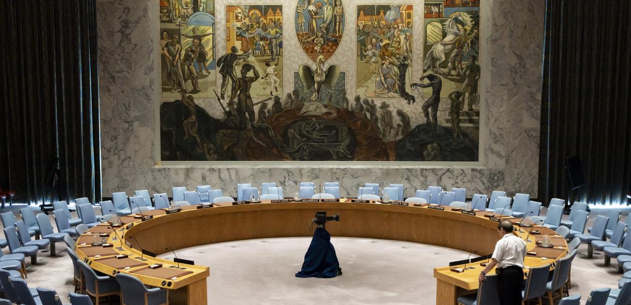 Άδεια αίθουσα του Συμβουλίου Ασφαλείας του ΟΗΕ