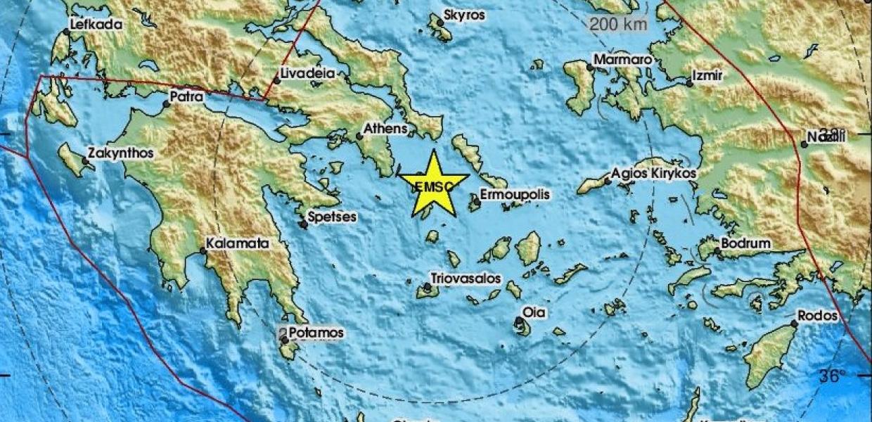 Χάρτης με σεισμό