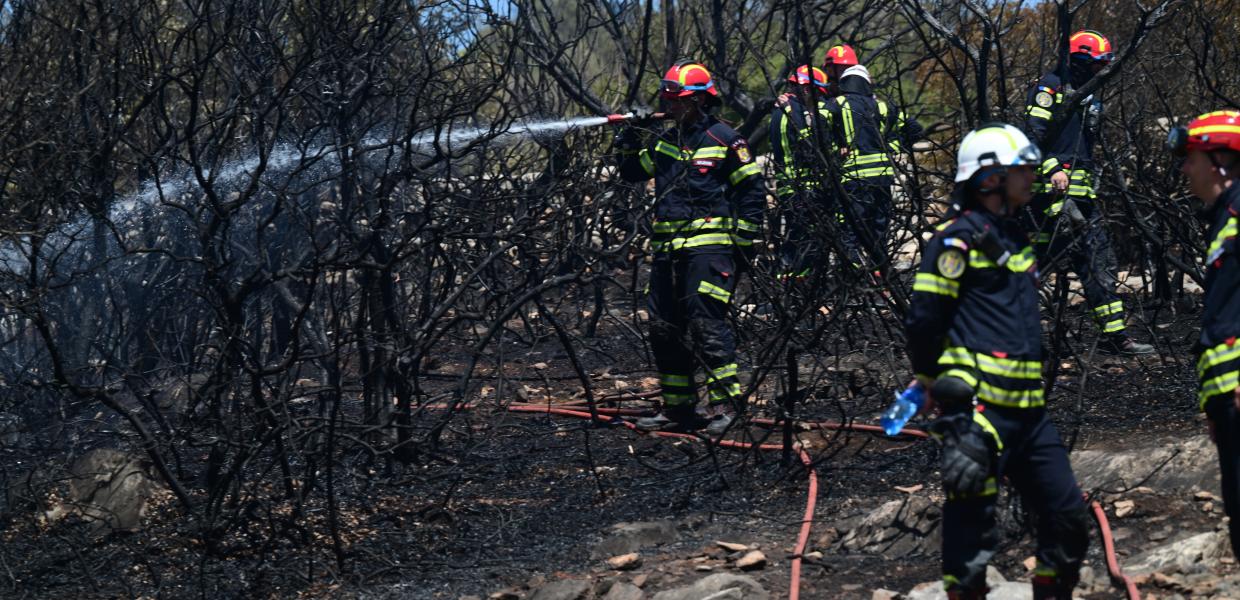Πυροσβέστες με μάνικα στα χέρια