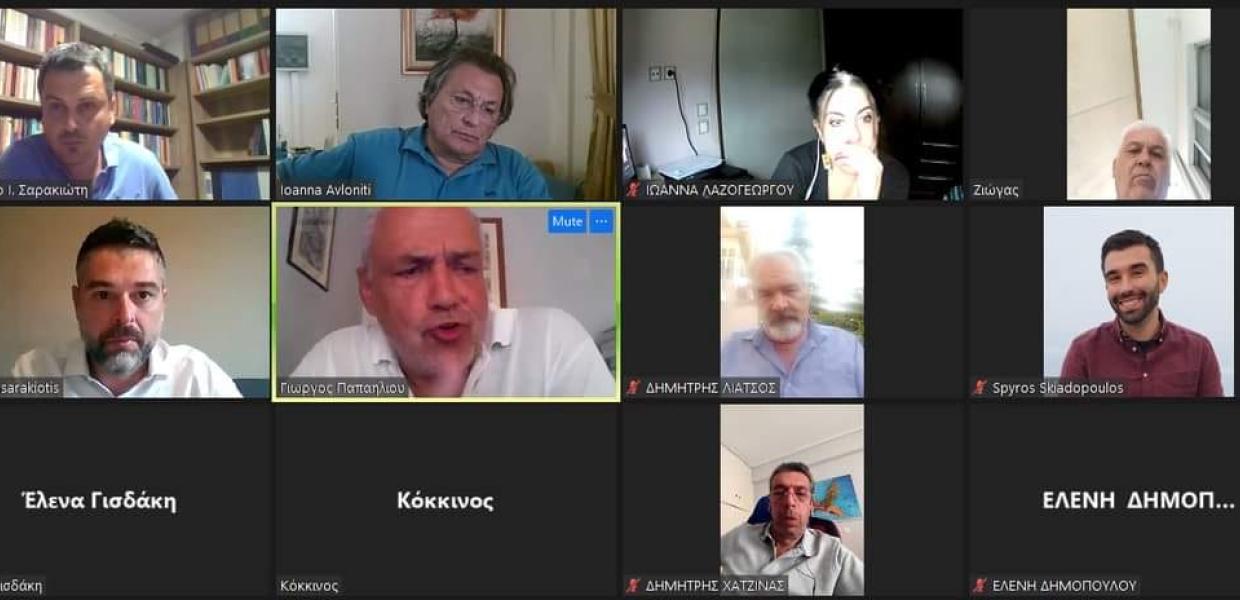 Στιγμιότυπο με τους συμμετέχοντες στην σύσκεψη μέσω διαδικτύου