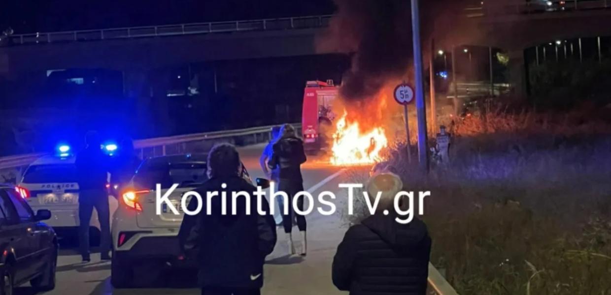 ΦΩΤΙΑ ΣΕ ΑΥΤΟΚΙΝΗΤΟ ΕΝ ΚΙΝΗΣΕΙ ΣΤΗΝ ΚΟΡΙΝΘΟ