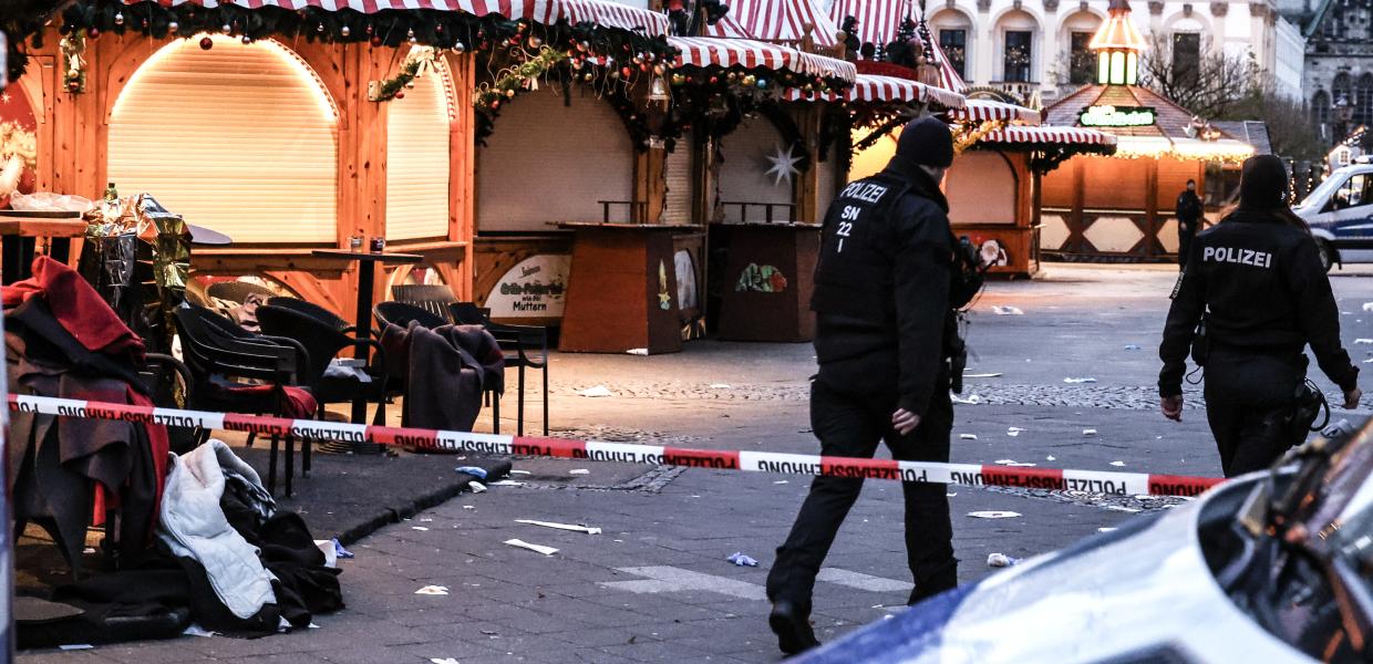 Ο χώρος της επίθεσης στη χριστουγεννιάτικη αγορά του Μαγδεμβούργου