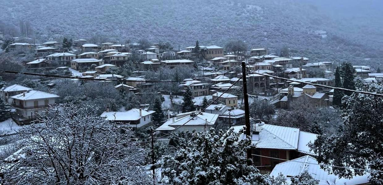 Χιόνια στην Καρυά στην Αργολίδα
