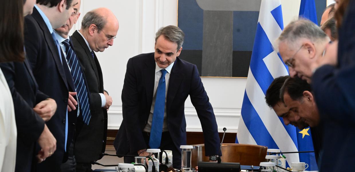 Ο Κυριάκος Μητσοτάκης στο υπουργικό συμβούλιο