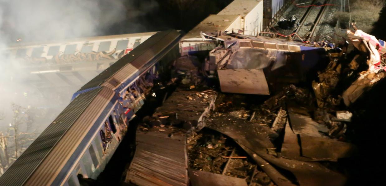 Το τρένο στα Τέμπη μετά την σύγκρουση 